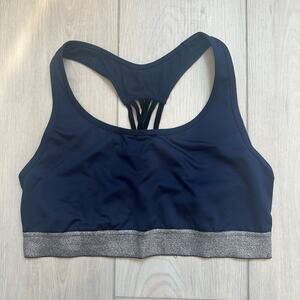 Victoria's Secret Victoria Sport navy blue silver glitter twist back sports bra